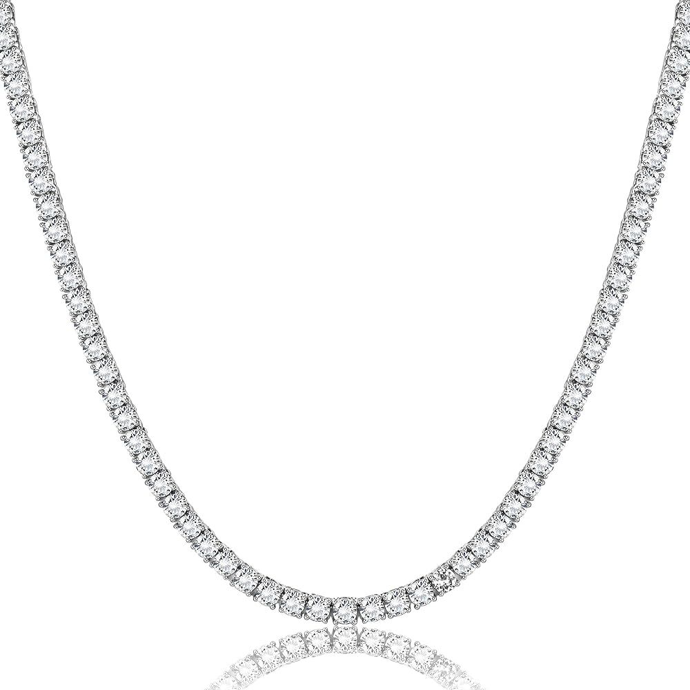 Krfy Tennis Necklace for Women Men, 18K White Gold Plated Gold Silver Tennis Diamond Necklace for Wo | Amazon (US)