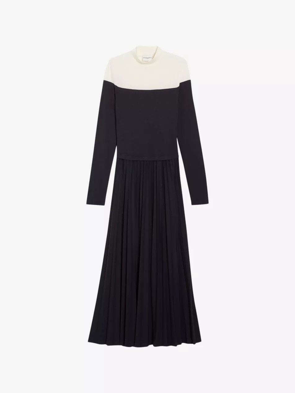 Colour-blocked pleated stretch-woven maxi dress | Selfridges