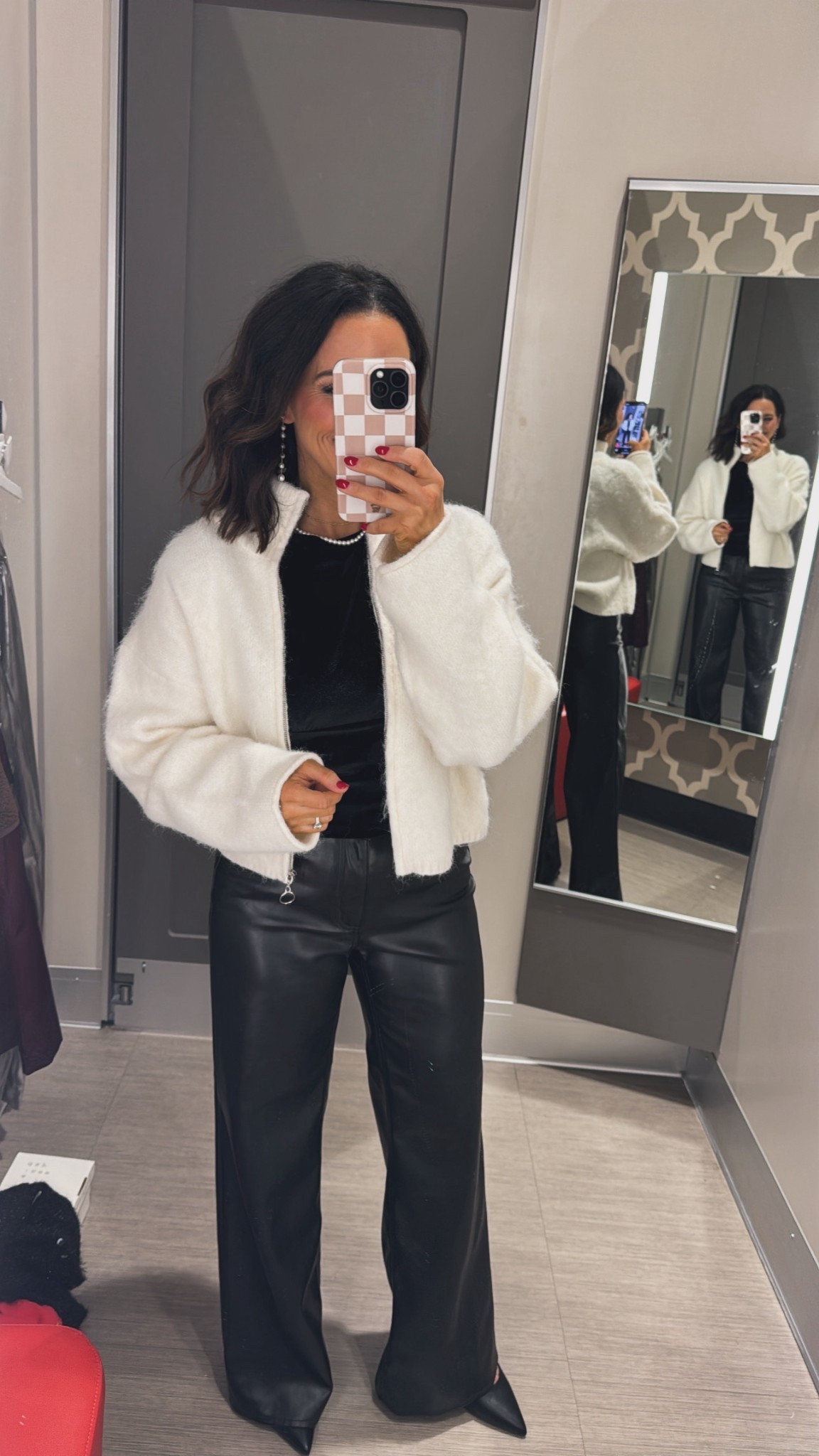 I am shocked at these Target winter fashion new arrivals yall! This outfit would be so cute for a Christmas lunch or a date night in the winter! This cardigan is so soft and I love the zipper closure! Aprilwilks VintagePickin target fashion finds viral target sweater Christmas party outfit inspo winter date night outfit ideas target fashion viral target faux leather pants 

#LTKHoliday #LTKootd #LTKSeasonal