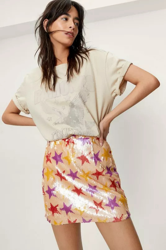 Star Sequin Bodycon Mini Skirt | Nasty Gal (US)