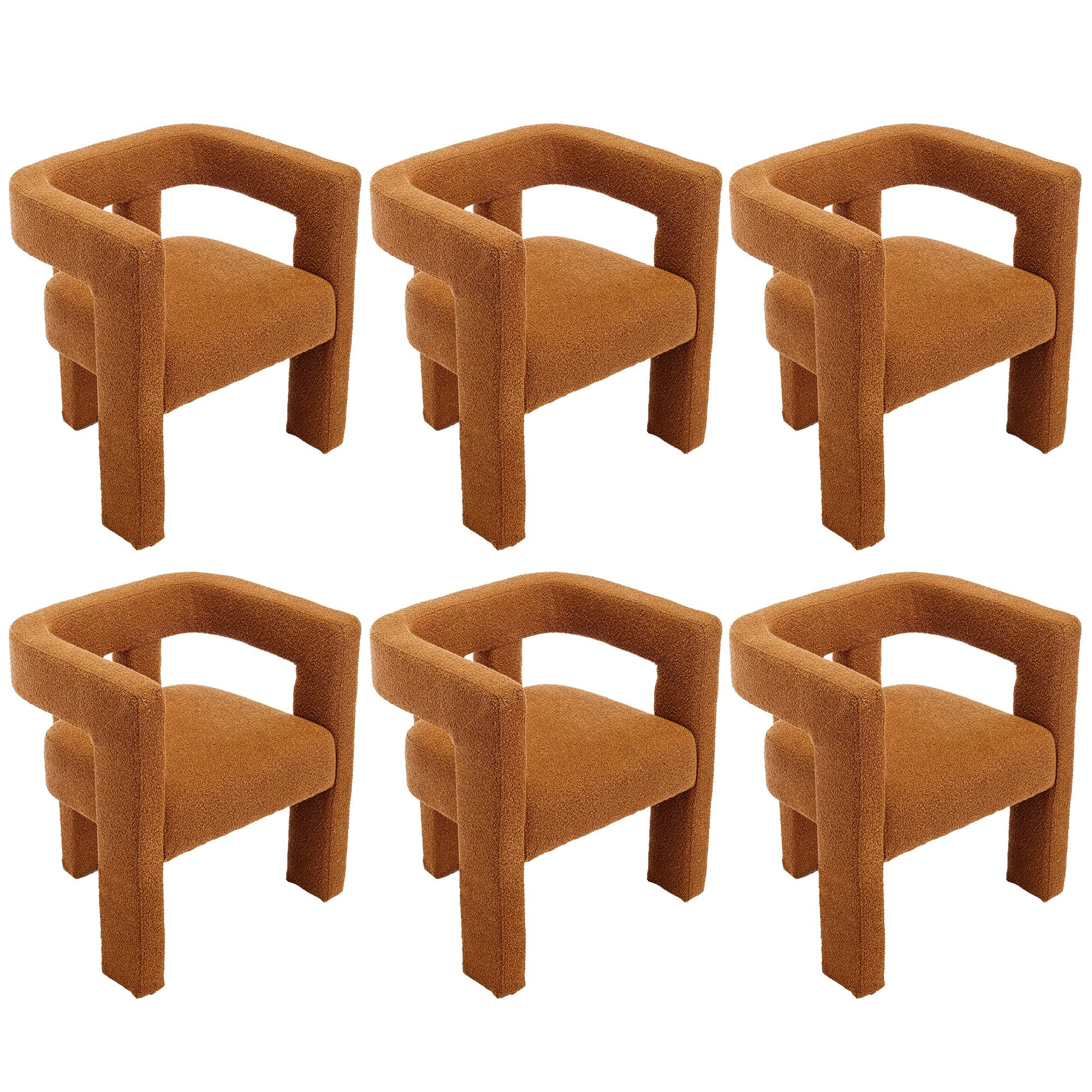 Modern Boucle Dining Chair Set of 6, Sherpa Barrel Accent Chairs Upholstered Armchair Comfy Side ... | Amazon (US)