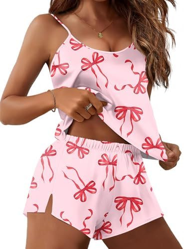 Ekouaer Silk Pajamas Set for Women Satin Lingerie Pjs Cami Top and Shorts Soft 2 Piece Nightwear | Amazon (US)