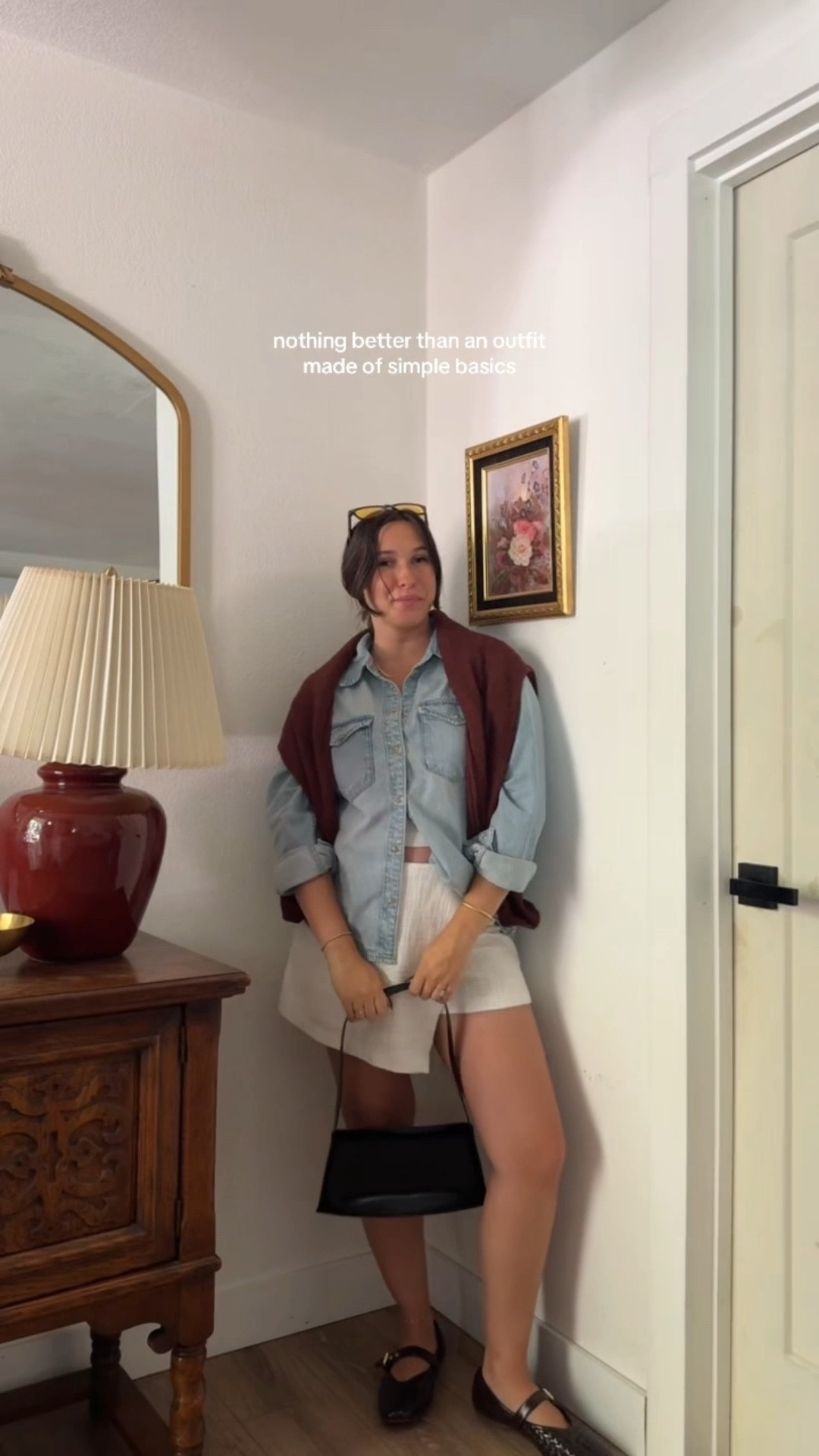 Fall ootd! | fall basics, fall shoes, ballet flats, ballerina flats, denim jacket, denim shirt, skirt outfits, white skirt, Abercrombie outfit, simple ootd, simple outfit 

#LTKSeasonal #LTKSaleAlert #LTKStyleTip