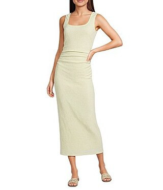GB Textured Scoop Neck Sleeveless Pucker Tie Back Maxi Dress - M | Dillard's