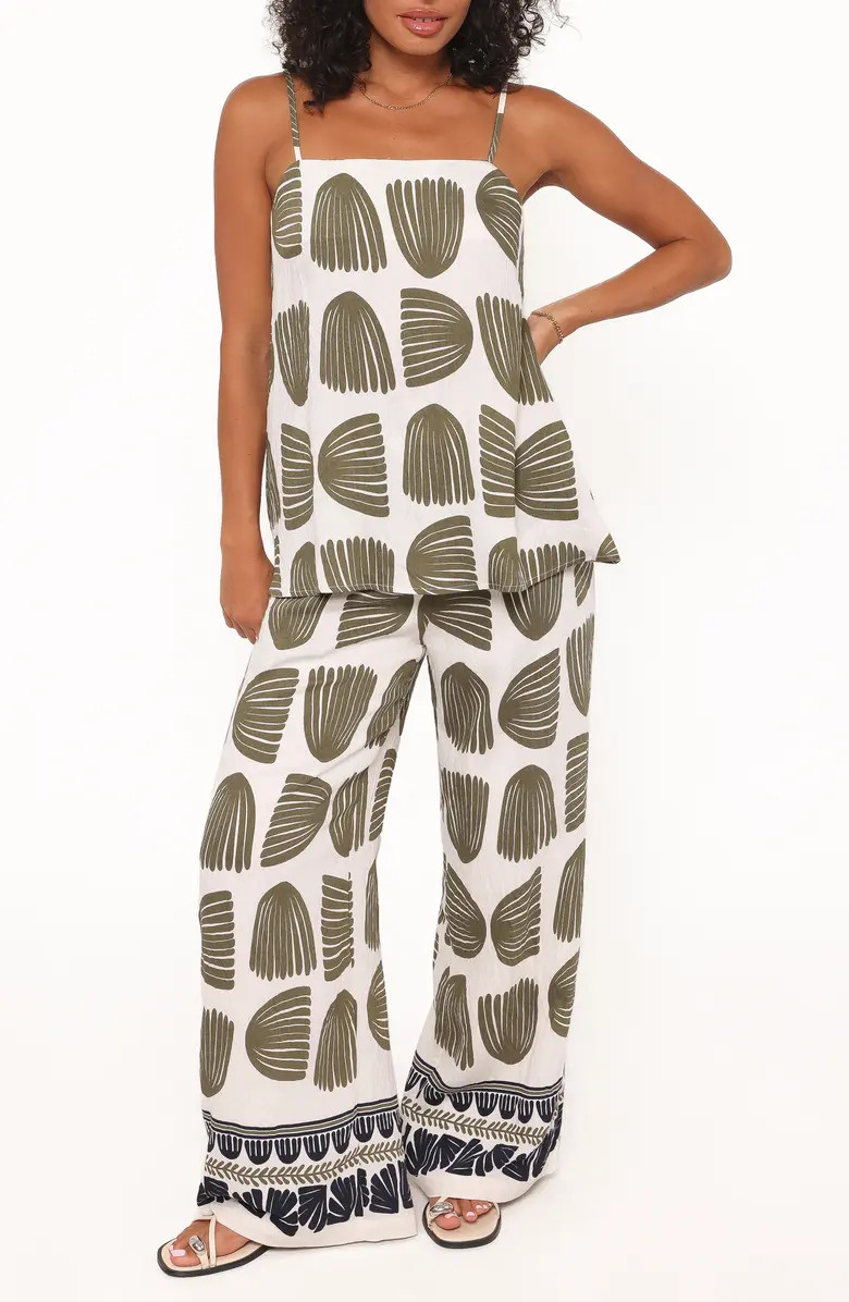Brianna Palm Print Camisole & Wide Leg Pants Set | Nordstrom