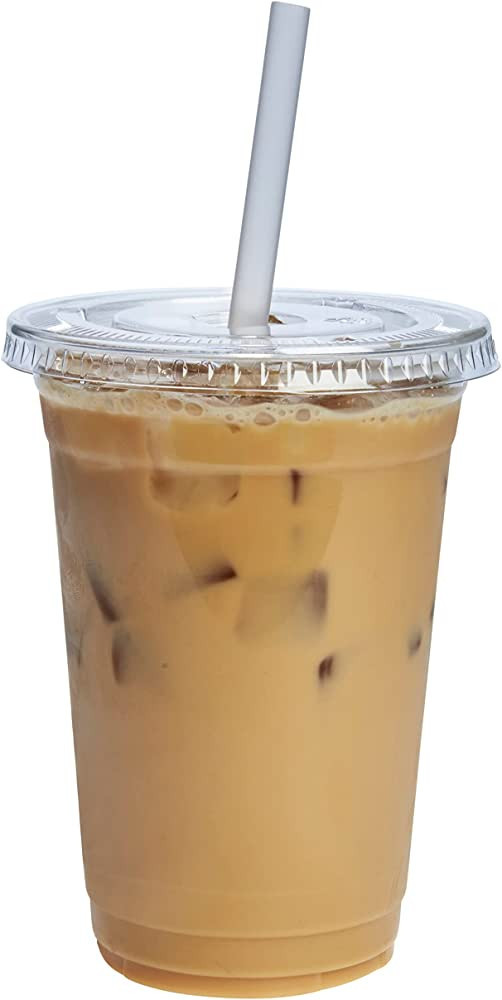 Comfy Package [100 Sets] 20 oz. Crystal Clear Plastic Cups With Flat Lids | Amazon (US)