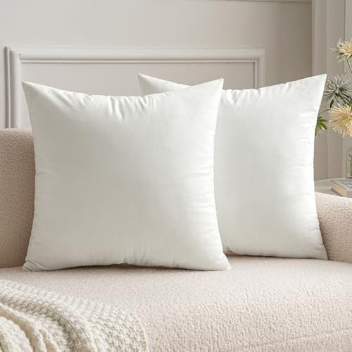 MIULEE Velvet Throw Pillow Covers 20x20 Inch, Pack of 2 - Pure White, Soft Solid Decorative Pillow Covers Cushion Cases Modern Luxury Home Decor for Spring Couch Sofa Bedroom Livingroom | Amazon (US)
