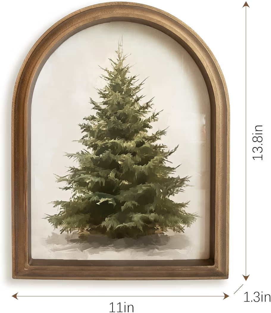 Christmas Decorations - 11" x 13.8" Christmas Tree Framed Wall Art Picture Painting Artwork - Ind... | Amazon (US)