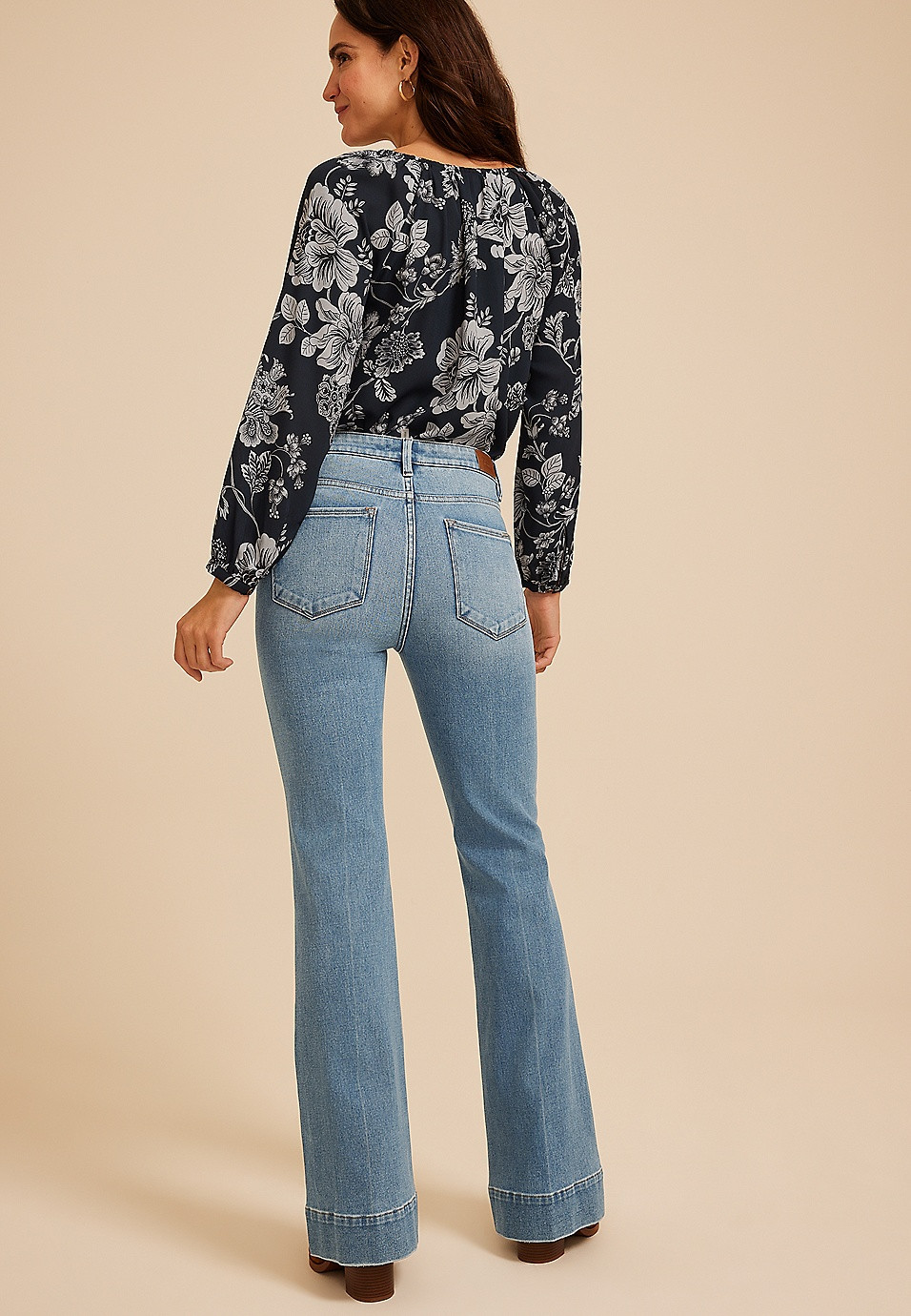 Risen\u00ae High Rise Tummy Control Panel Wide Hem Flare | Maurices