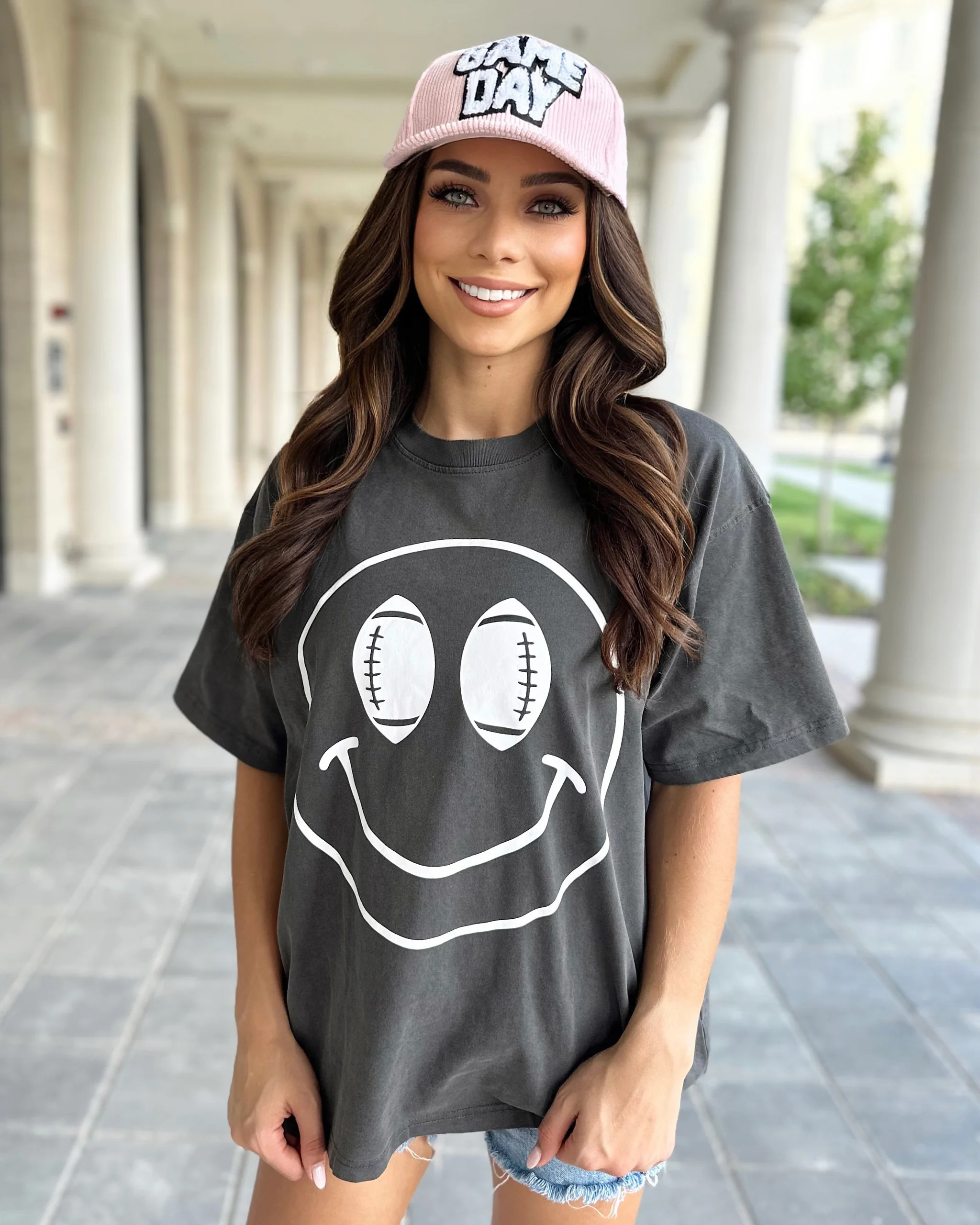 Football “Smile” Gray Tee | Live Love Gameday®