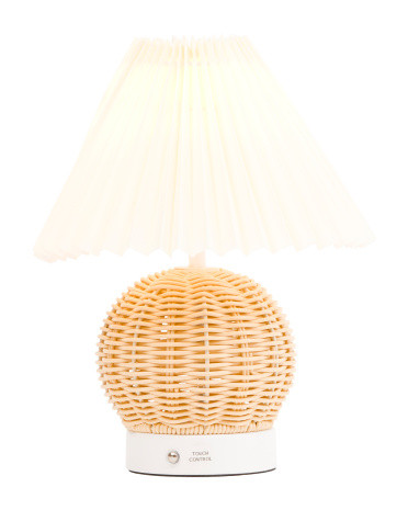 11in Fluted Shade Woven Base Led Touch Lamp | TJ Maxx