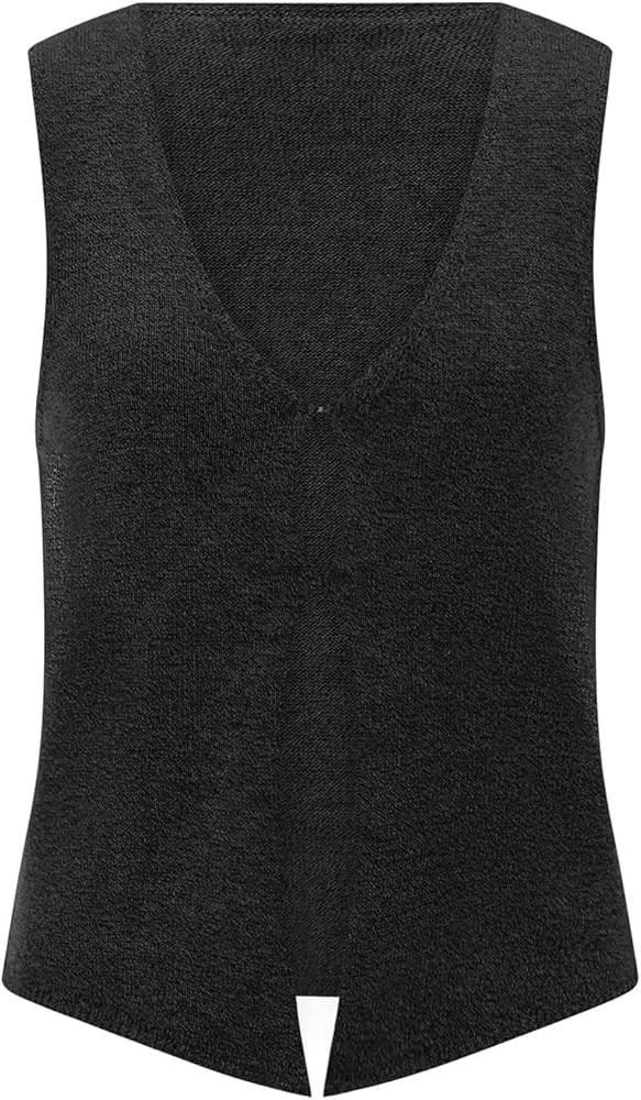 Meihuida Women Crochet Vest Top Y2k Knit V Neck Sleeveless Button Down Vintage Casual Streetwear | Amazon (US)