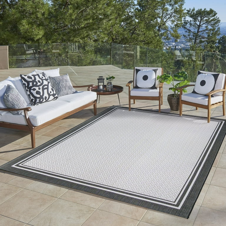 Gertmenian Paseo Soroa Modern Border White Black Outdoor Indoor Area Rug, 8x10 | Walmart (US)