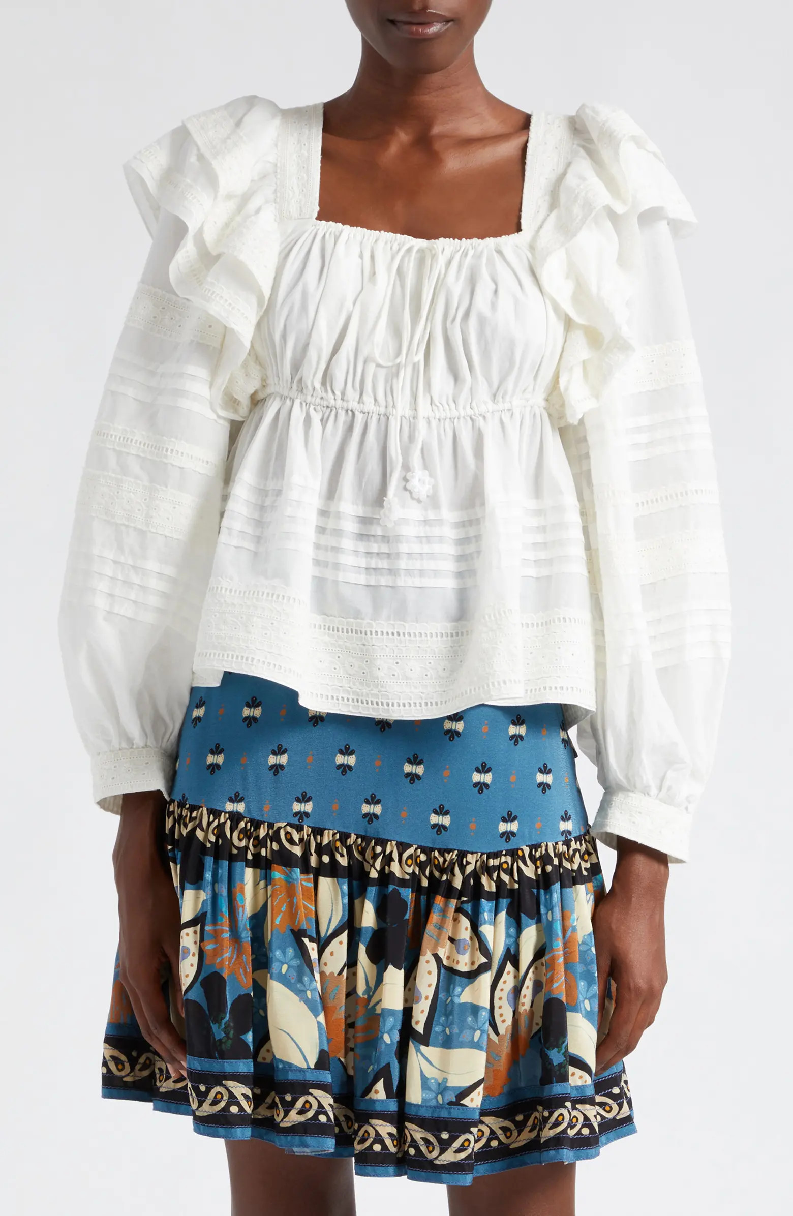 Ruffle Square Neck Cotton Top | Nordstrom