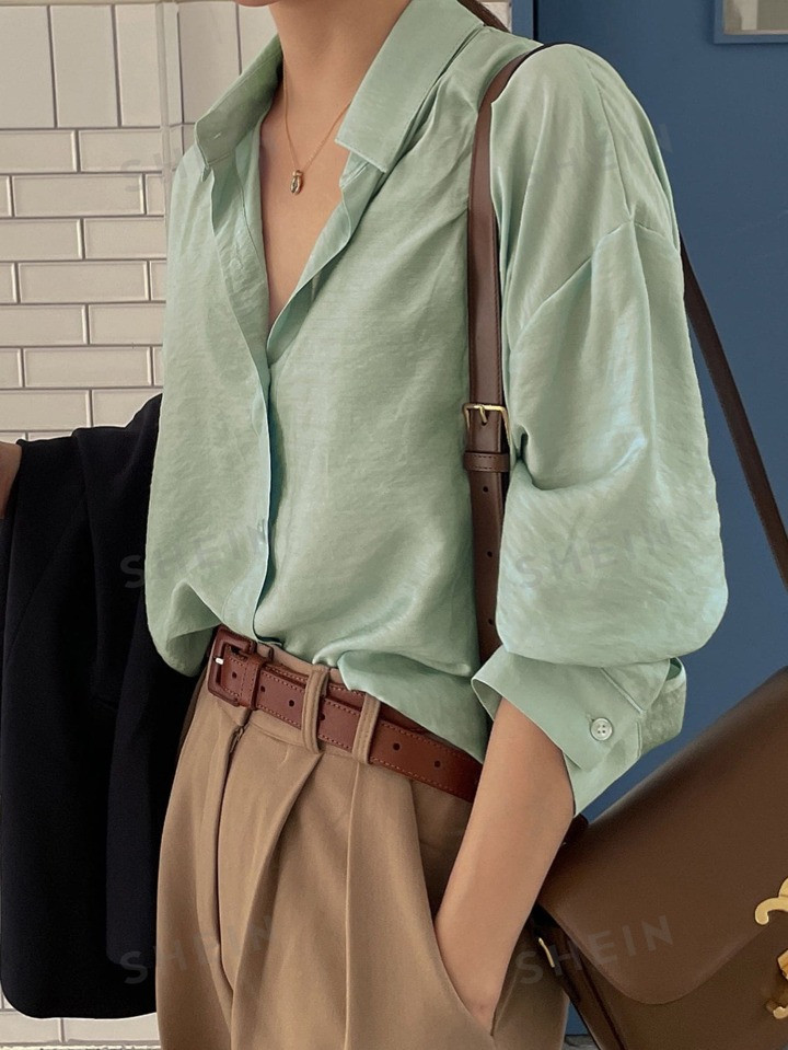 DAZY Button Up Drop Shoulder Shirt | SHEIN