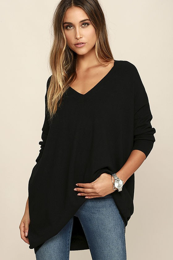 Ticket to Cozy Black Oversized Sweater | Lulus