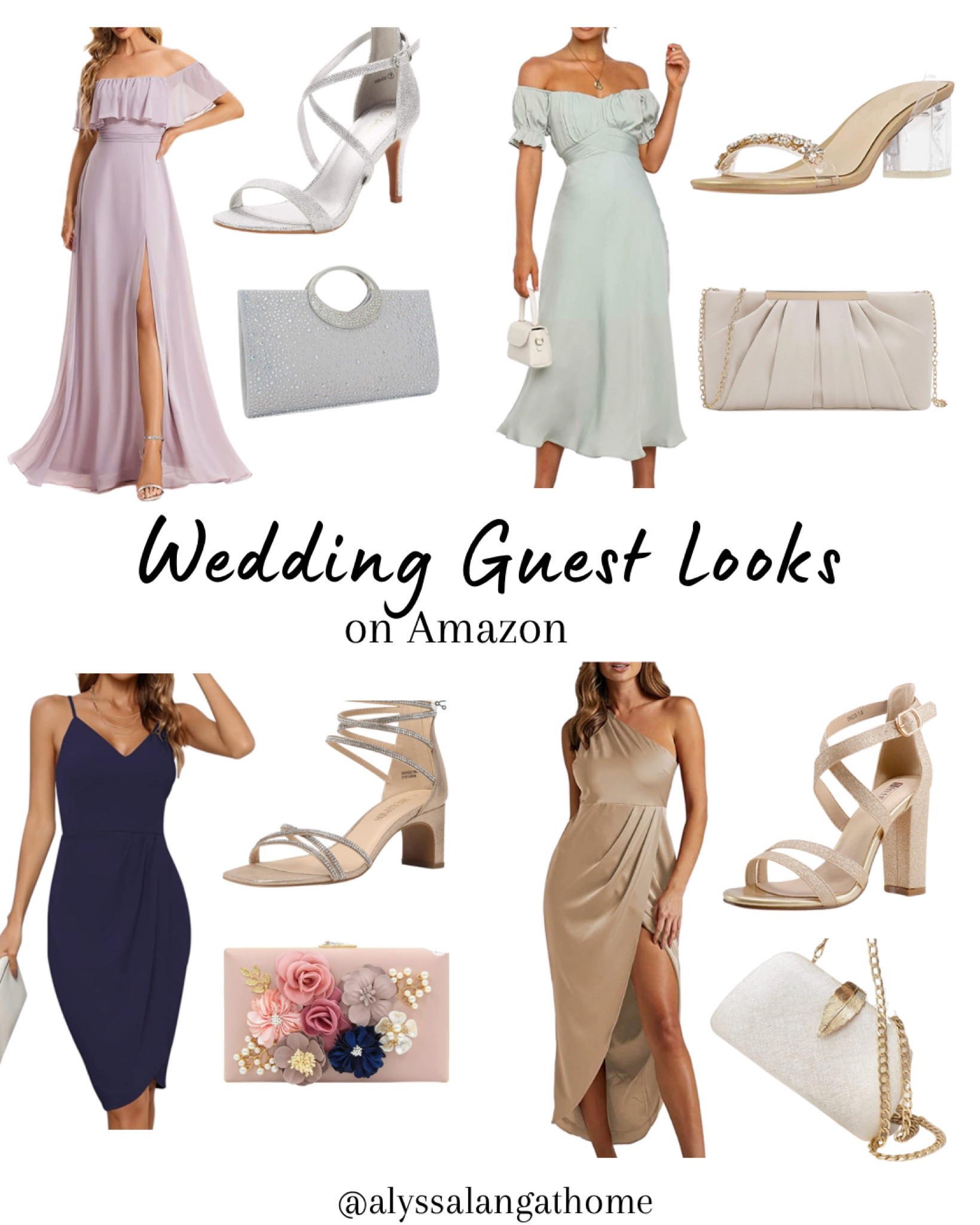 Amazon wedding guest looks.  Wedding guest dress Amazon | wedding guest shoes | evening bag | wedding guest summer 

#LTKwedding #LTKFind