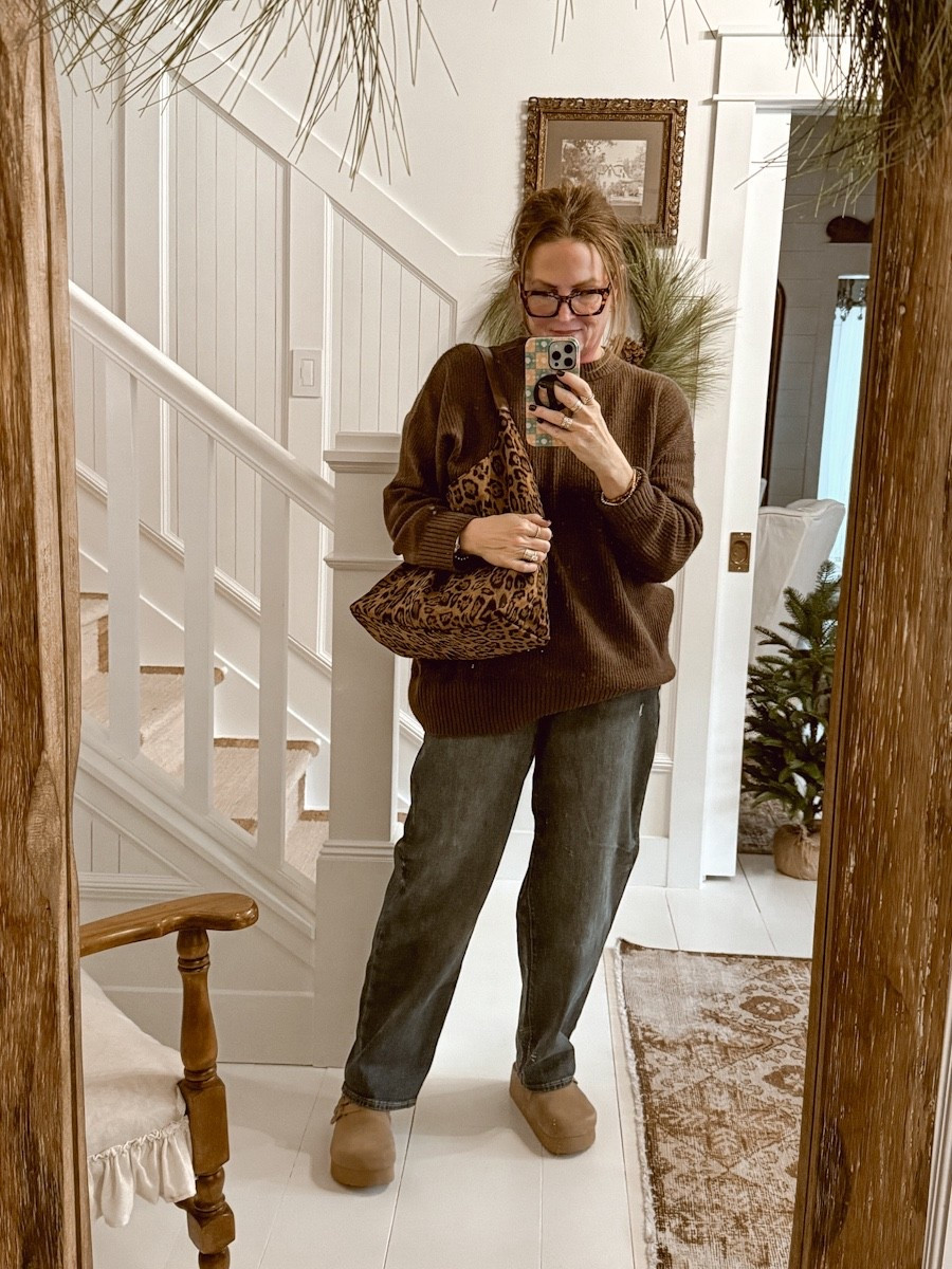 Outfit of the Day: I just picked up this new sweater and high-rise baggy jeans from Old Navy. It’s so cozy. It pairs perfectly with my platform clogs and printed bag. 

#LTKSaleAlert #LTKSeasonal #LTKMidsize