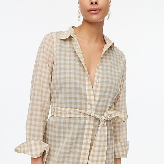 Factory: Gingham Cover-up Shirtdress For Women | J.Crew Factory