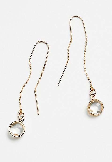 Gold Crystal Threader Earrings | Maurices