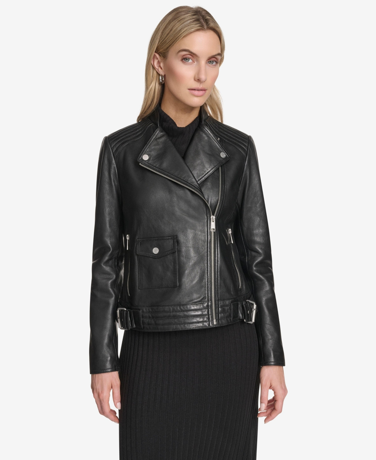 Andrew Marc Women's Frankie Moto Leather Jacket - Black | Macy's