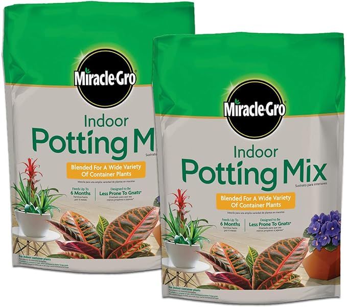 Miracle-Gro Indoor Potting Mix, Grows beautiful Houseplants, 6 qt. (2 count) | Amazon (US)