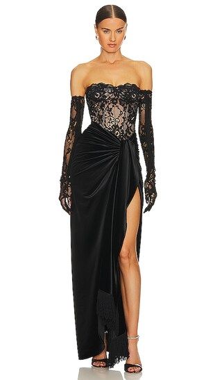 Gina Lace Gown in Black | Revolve Clothing (Global)