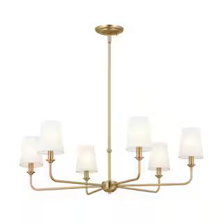 KICHLER Pallas 32.25 in. 6-Light Brushed Natural Brass Traditional Shaded Circle Chandelier for D... | The Home Depot