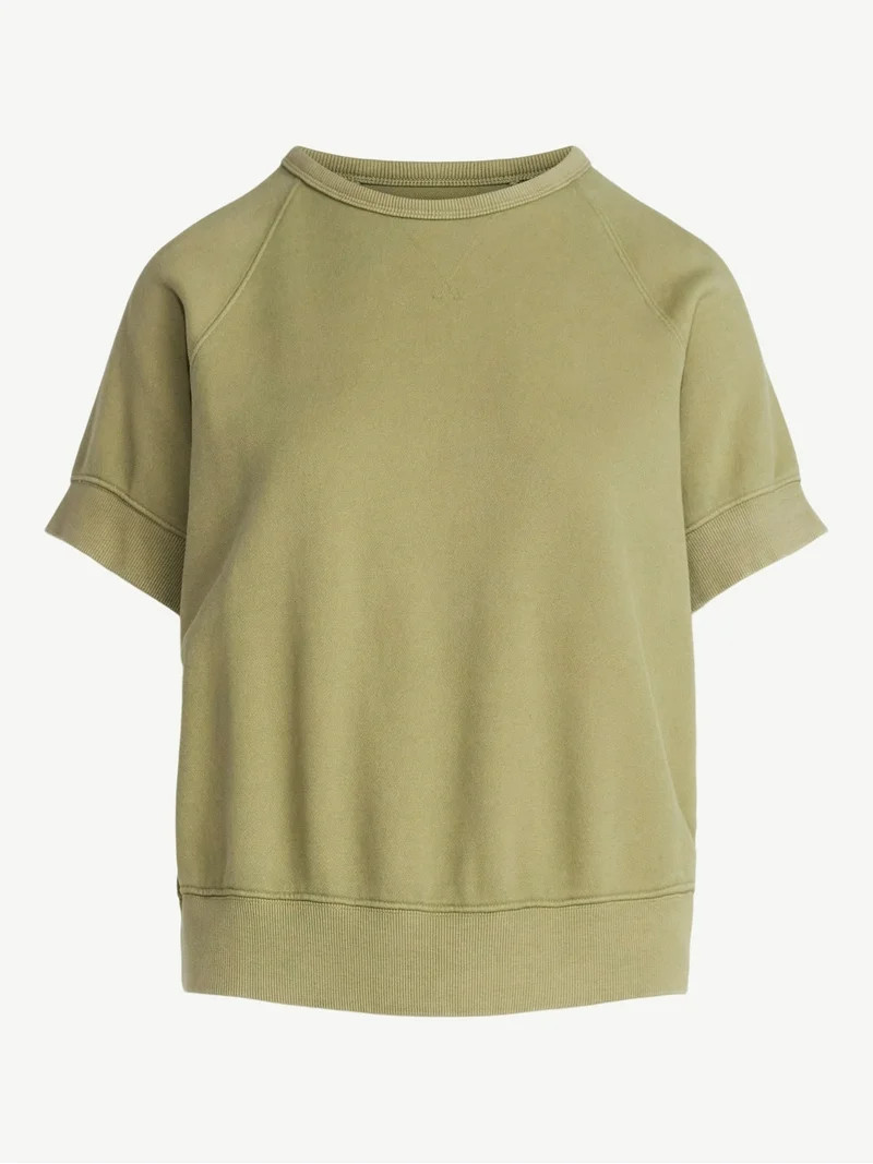 Free Assembly Women's Raglan Sweatshirt with Short Sleeves, Sizes XS-XXL | Walmart (US)