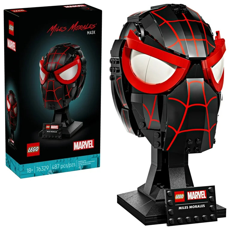 LEGO Marvel Miles Morales’ Mask Building Set - Spiderman Room Decor & Movie Collectible - Build... | Walmart (US)