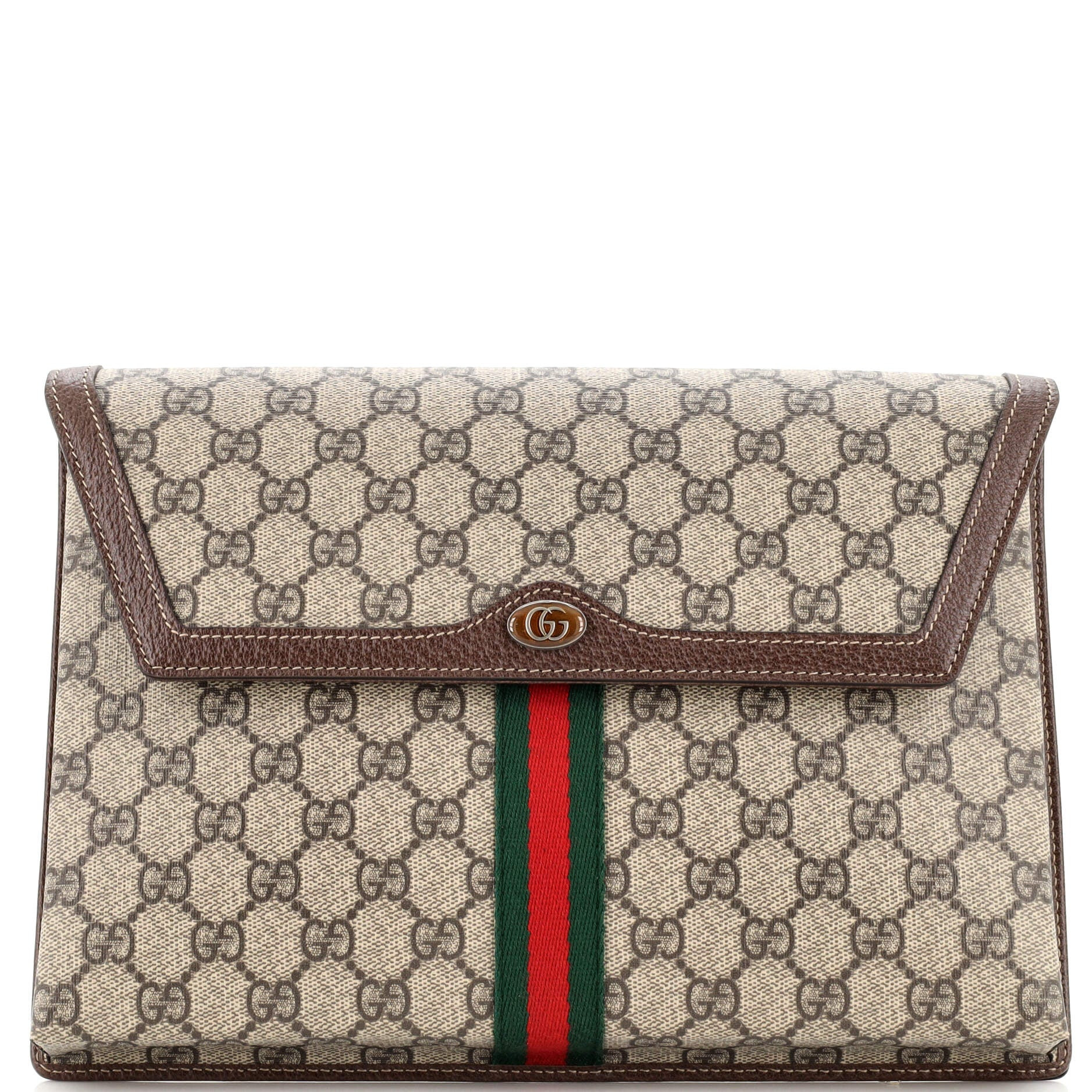 GUCCI Ophidia Flap Clutch GG Coated Canvas Large | Rebag