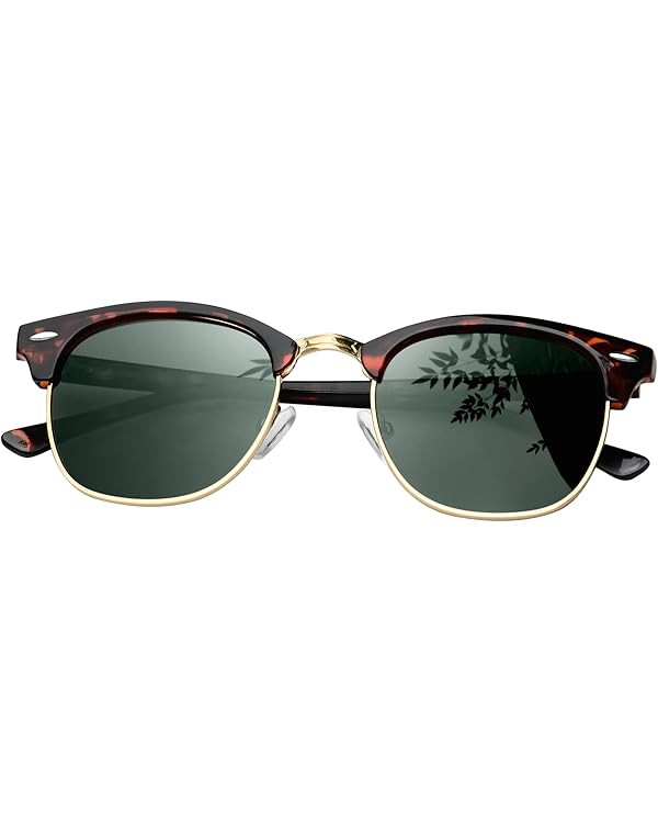 KANASTAL Semi Rimless Polarised Sunglasses Men Women Classic Horn Rimmed Frame UV400 Half Frame S... | Amazon (US)