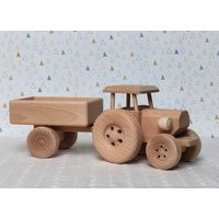 Wooden Tractor With Trailer Eco Toys For Kids Gift Handmade Natural Toddler Truck | Etsy (US)