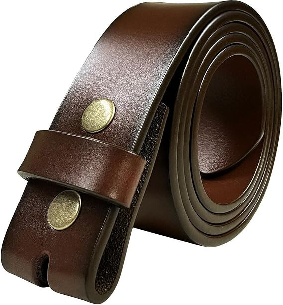 Replacement Belt Strap 100% Genuine Leather Plain Casual Belt Strap with Snaps 1-1/2"(38mm) Wide | Amazon (US)