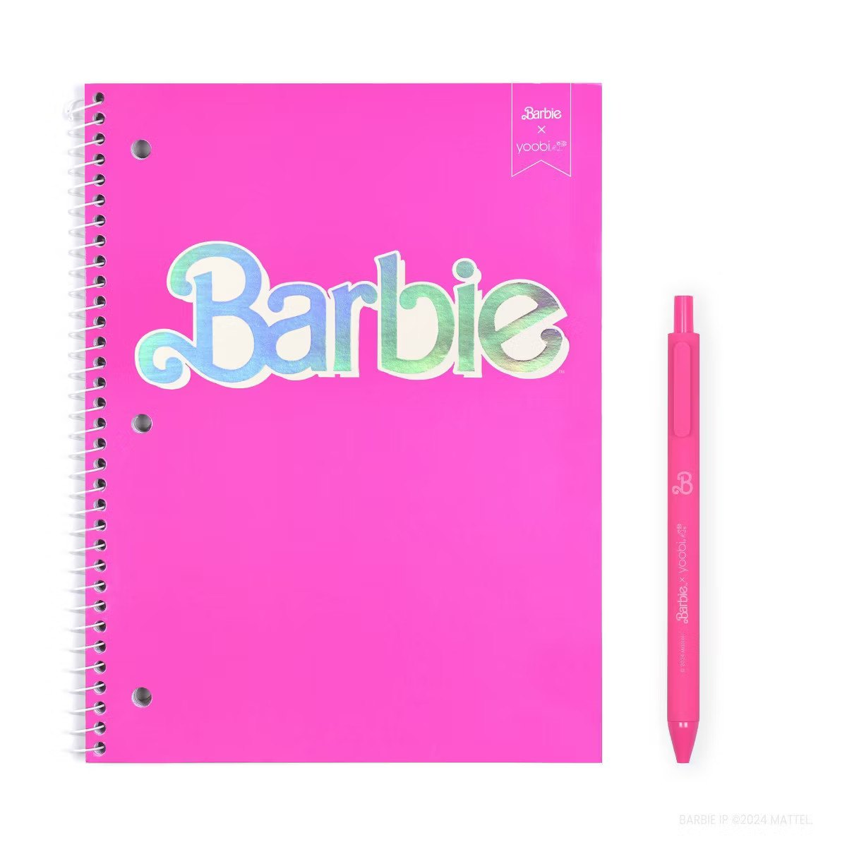 Yoobi 1 Subject Notebook 8"x10.5" College Ruled with Pen Holographic Barbie Logo | Target