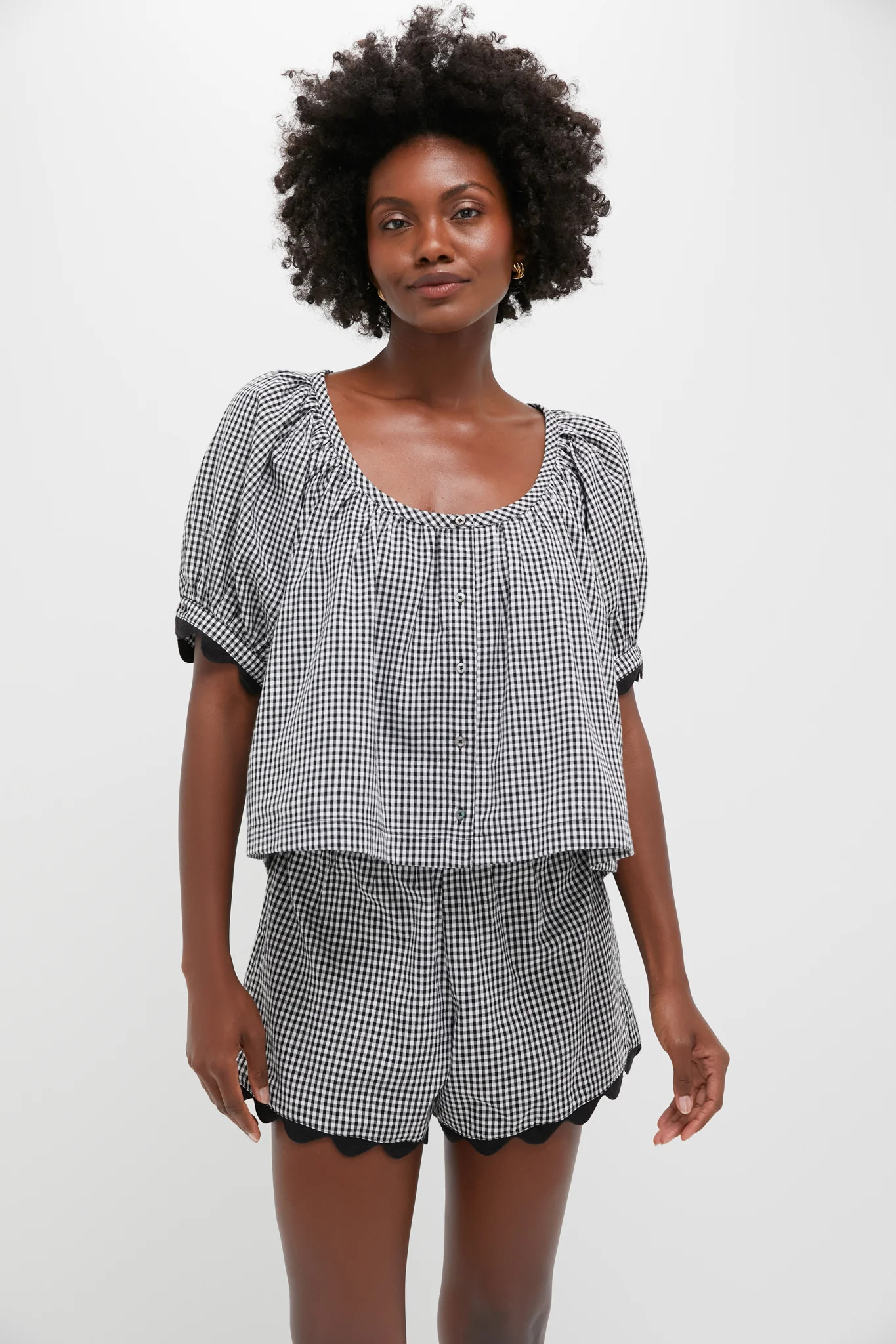 Black Gingham Ric Rac Tully Top | Tuckernuck (US)