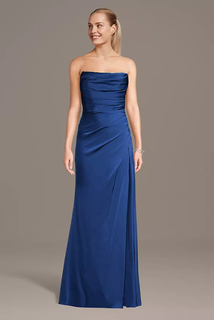 Jeweled Matte Satin Sheath Dress | David's Bridal