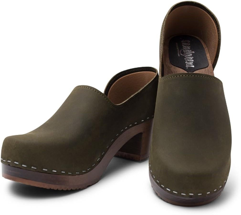 Sandgrens Handmade Swedish High Heel Wood Closed-Back Clogs for Women | Brett | Amazon (US)