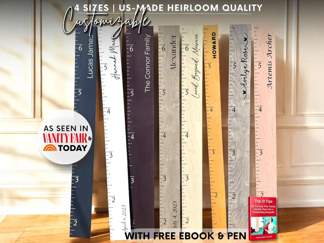 Custom Name Wood Height Chart - Wooden Height Ruler Kids Measuring Board Stick, Family Growth Cha... | Etsy (US)