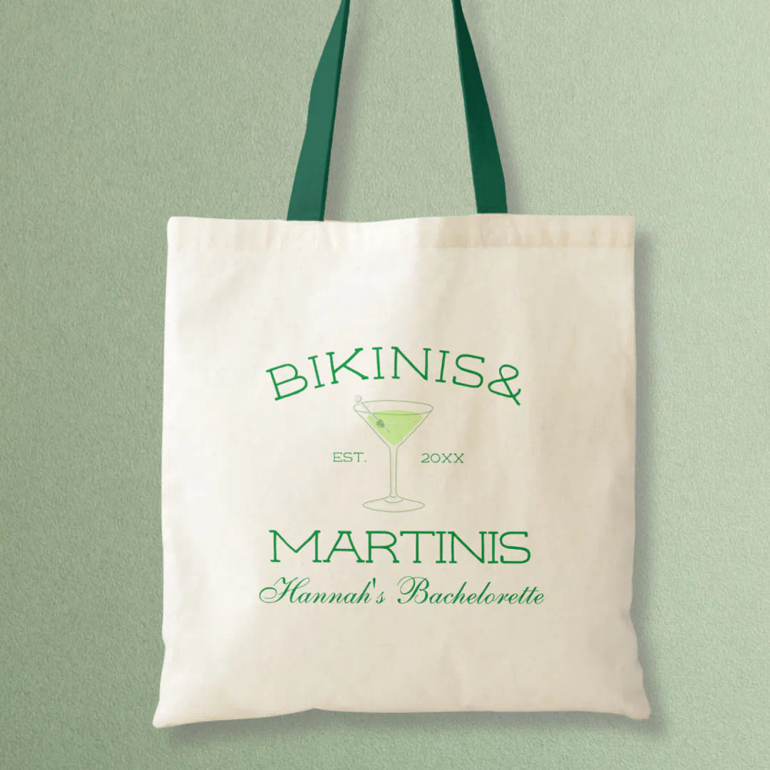 Bikinis & Martinis Green Beach Bachelorette Party Tote Bag | Zazzle | Zazzle