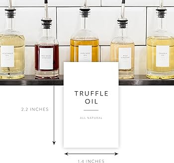 Minimalist Oil Bottle Labels Stickers - 54 Pantry Labels for Vinegar & Oil Dispenser Bottles Cond... | Amazon (US)