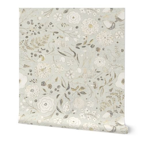 2FOREST FINDS_NEUTRAL_LARGE Wallpaper bybridgettstahlman | Spoonflower