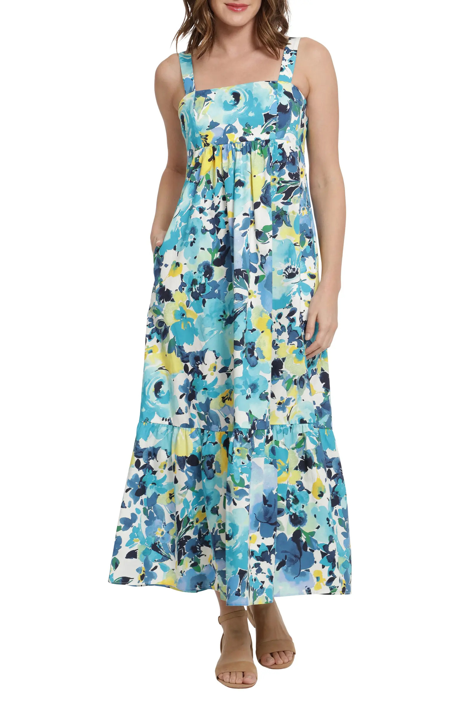 Smocked Back Floral Tiered Babydoll Maxi Dress | Nordstrom Rack
