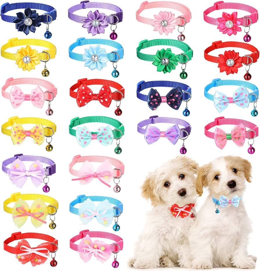 Saintrygo 22 Pack Dog Bow Tie Collar - Adjustable Bowtie, Flower Neck Tie for Medium Small Dog Ca... | Amazon (US)