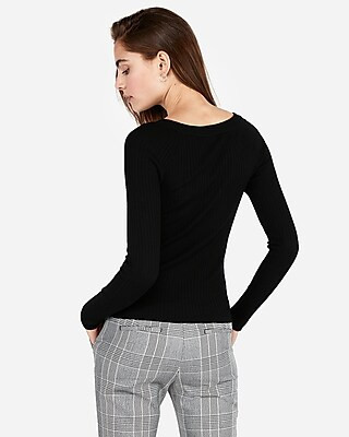 Ribbed Bateau Neck Sweater | Express