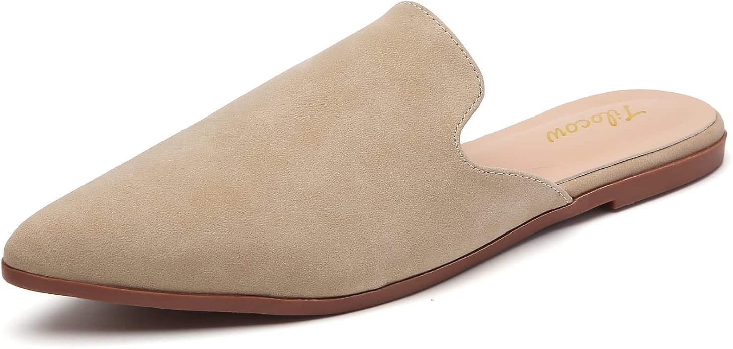 Tliocow Mules for Women Flats Slip On Backless Flat Mule Pointed Toe Slides Loafer Shoes | Amazon (US)
