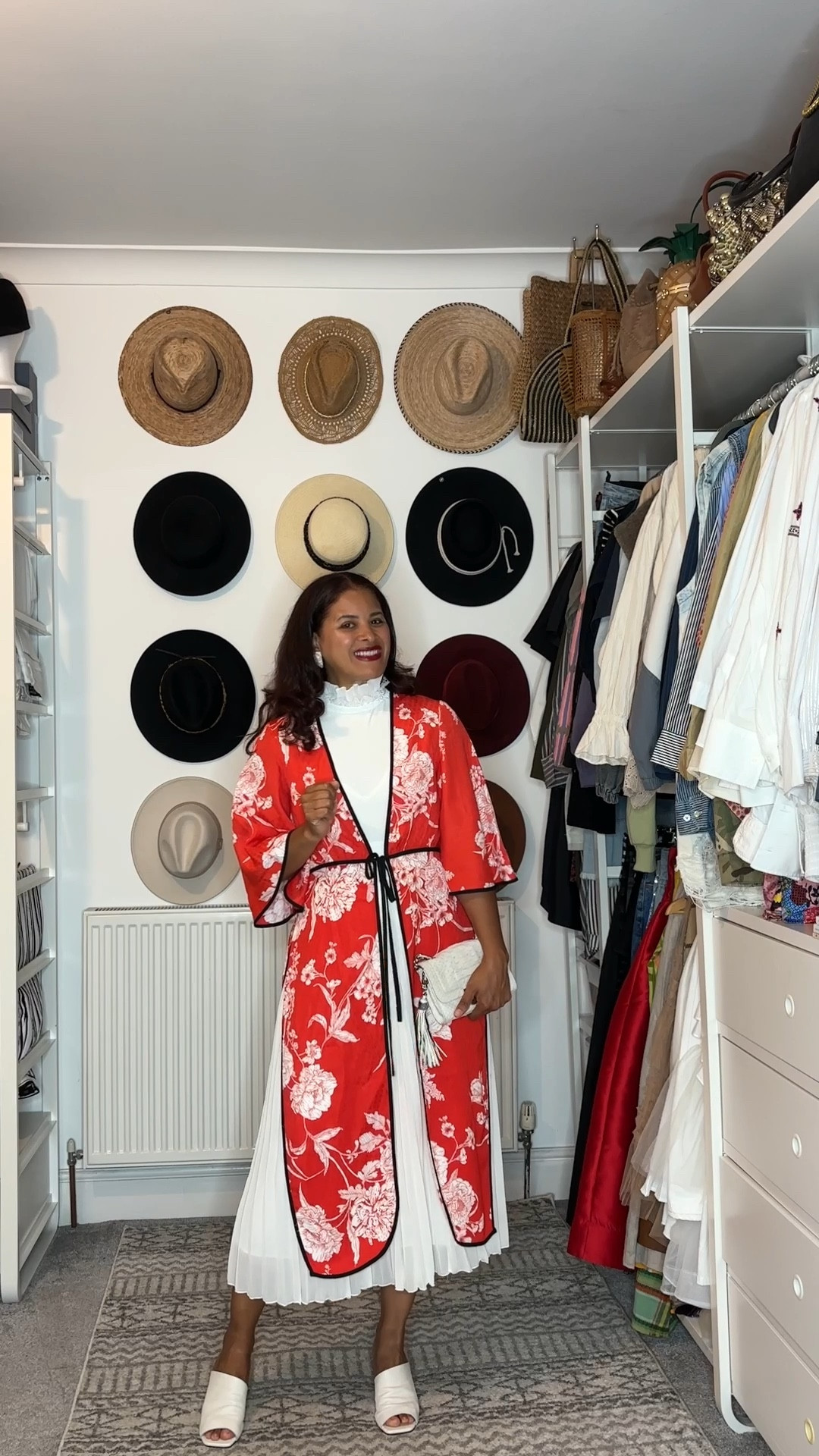 Thrifted kimono glow-up! ✨ This pre-loved beauty found new life with a pleated skirt and a playful fake collar.  The possibilities are endless when you embrace secondhand fashion!  What hidden gems have you found recently?  #thriftedstyle #kimonotransformation #sustainablefashion 

Red kimono, white pleated skirt, fake collar, white sandals

#LTKstyletip #LTKuk #LTKeurope