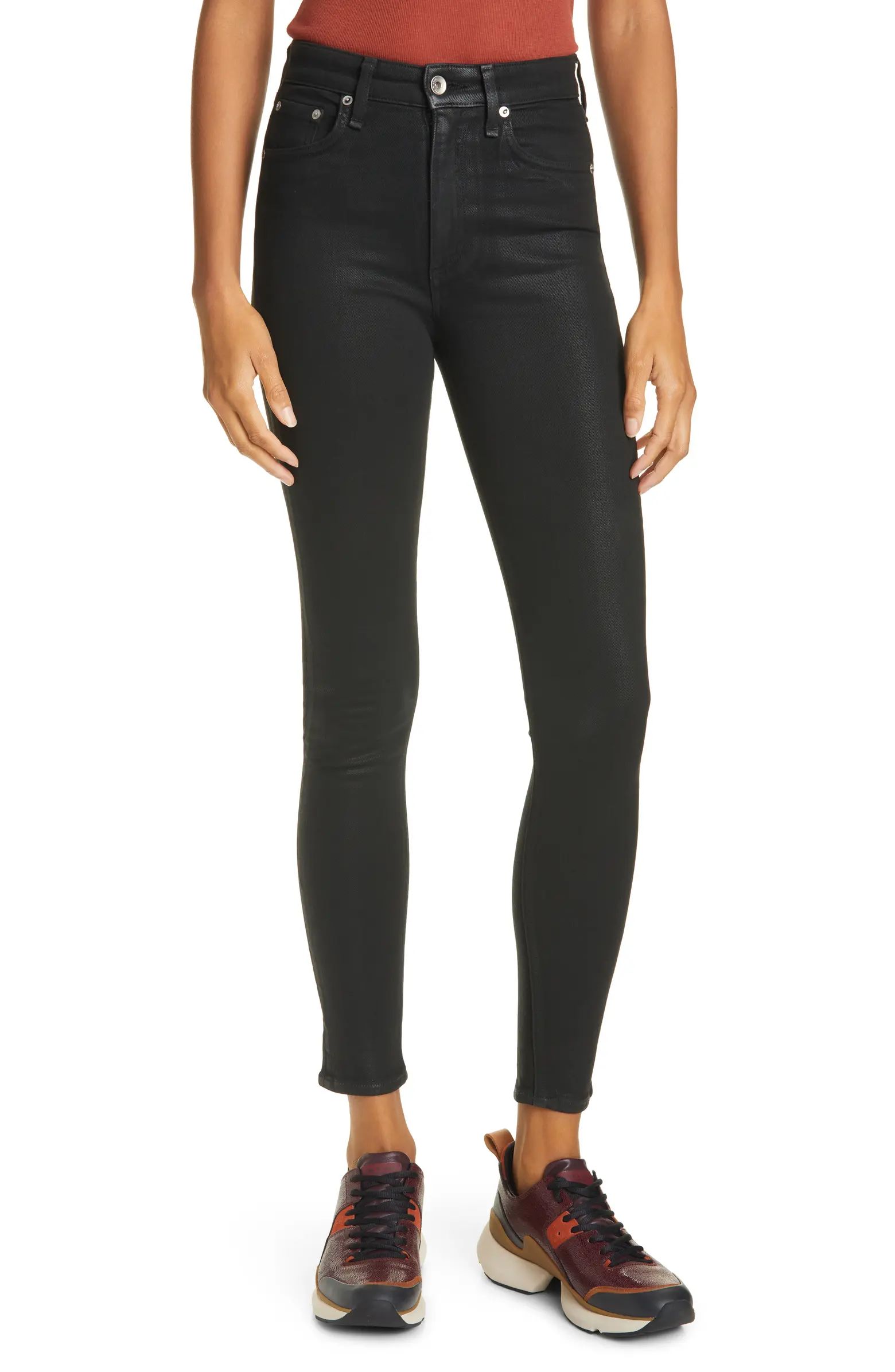 Nina High Waist Coated Ankle Skinny Jeans | Nordstrom