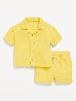 Printed Double-Weave Shirt and Shorts Set for Baby | Old Navy (US)
