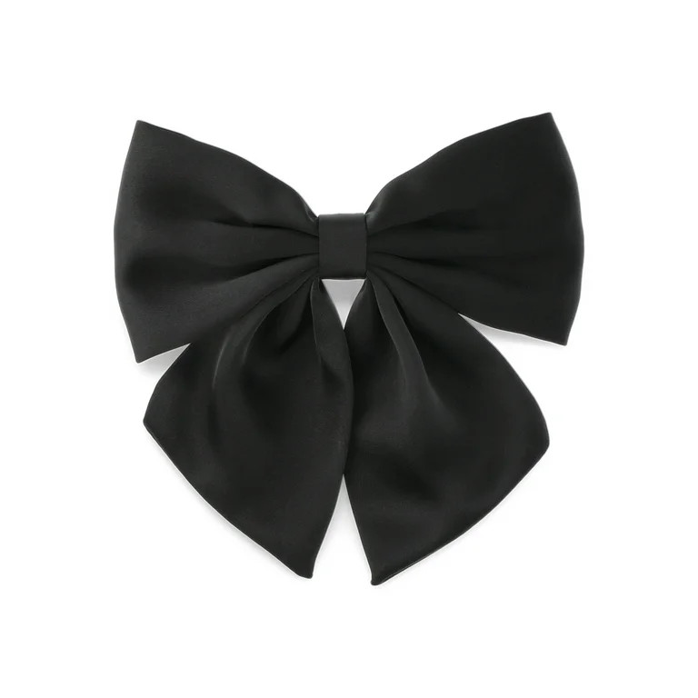 Time and Tru Women's Fabric Bow Hair Barrette Black | Walmart (US)